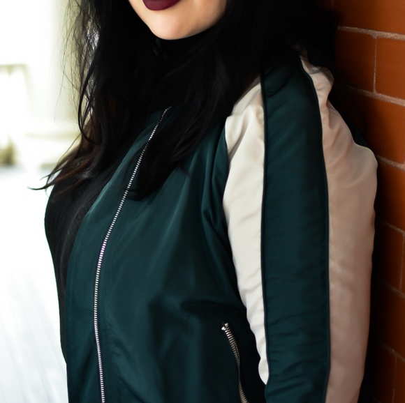 MIA STRIPE BOMBER JACKET (hunter) PLUS - Picture 2 of 8